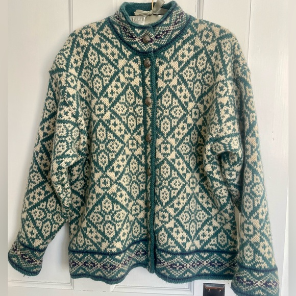 L.L. Bean Sweaters - L.L. Bean Wool Nordic Cardigan - Made in U.S.A. Size M.